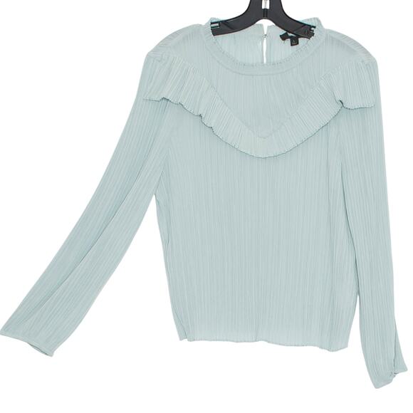 J Crew Top Crinkle Chiffon Ruffle Cottage Minimalist Romantic Dusty Shale Large - Picture 6 of 6